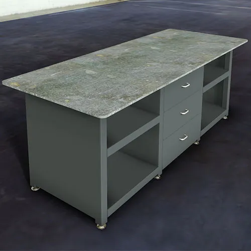 custom industrial workbench with drawers
