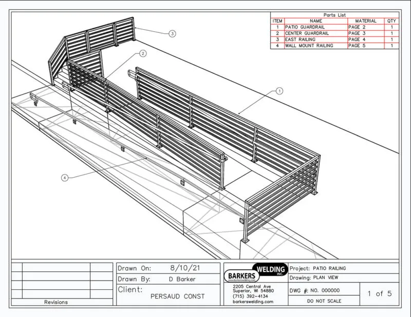 cad 3d view of railings