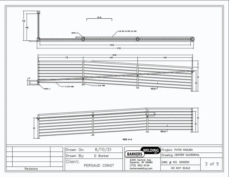 cad drawing of railing section