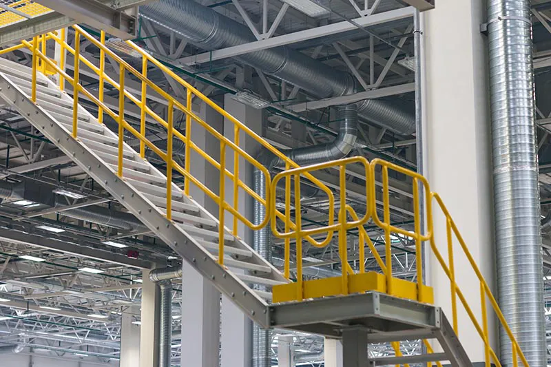 industrial stairs with mid platform