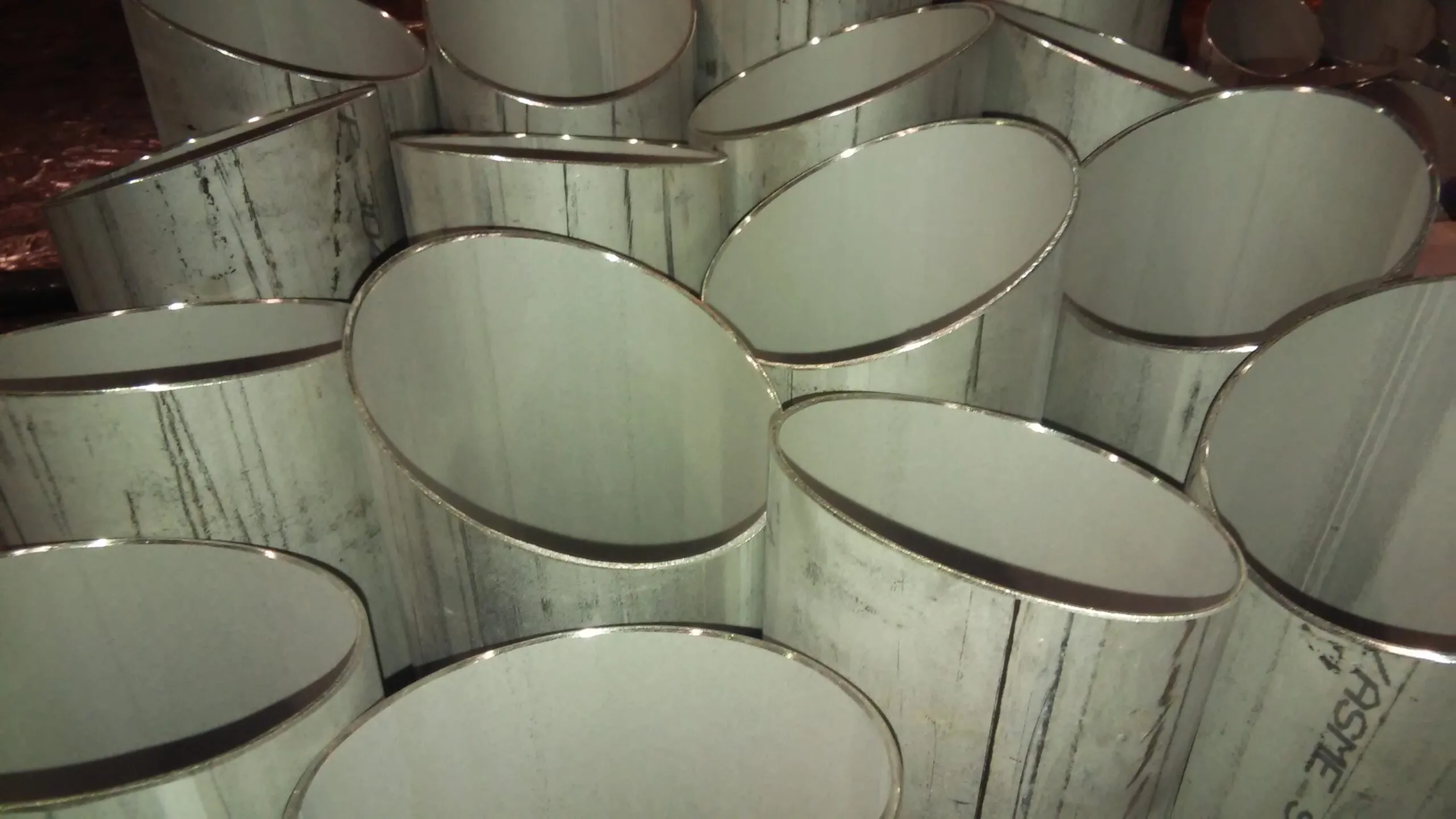 angle cut on set of stainless steel pipes
