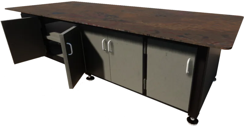 workbench with cabinets