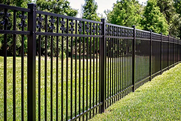 property line fencing painted black aluminum