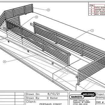 cad drawing of a handicap ramp railing